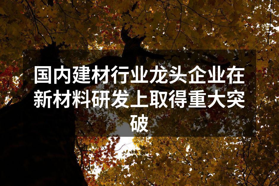 国内建材行业龙头企业在新材料研发上取得重大突破
